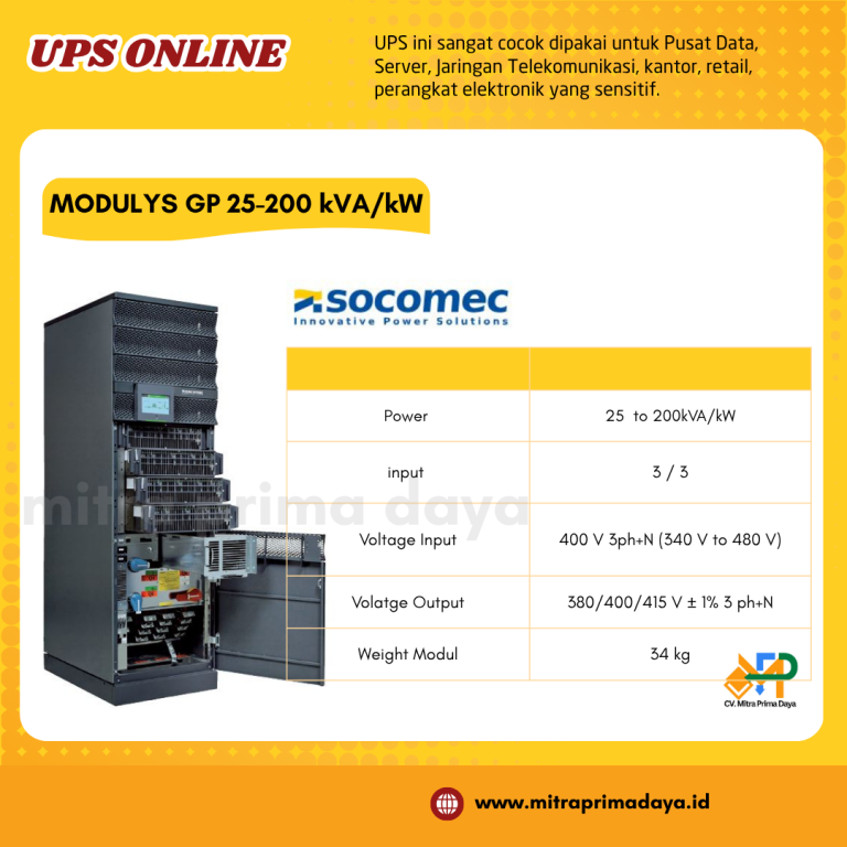 Ups Module Gp UPS SOCOMEC MODULYS GP 25 TO 200 KVA - Mitra Prima Daya, UPS Specialist